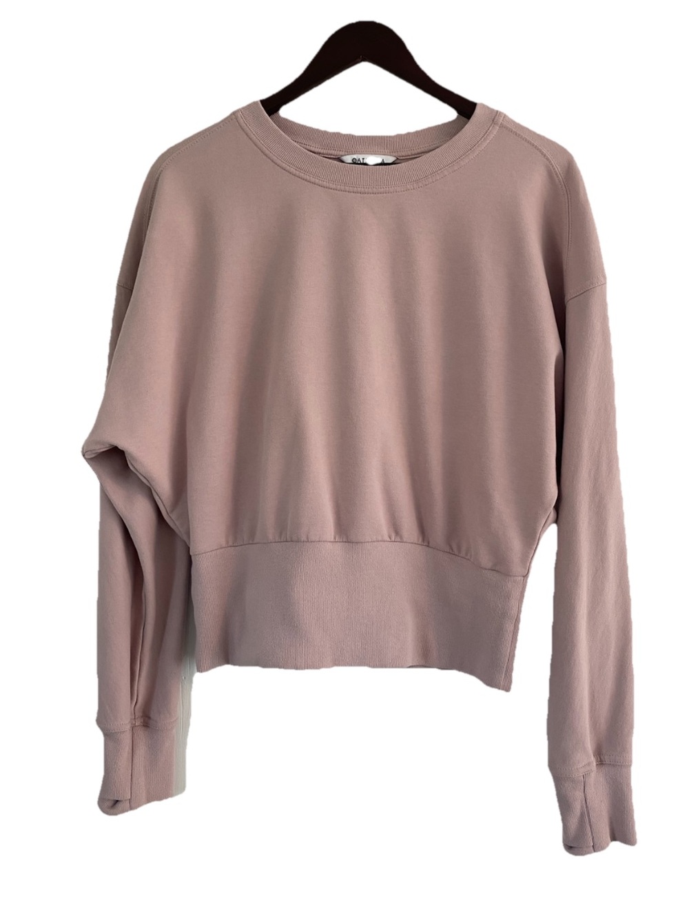 Athleta Retroterry Cropped Crewneck Sweatshirt Pink Women's Size Medium